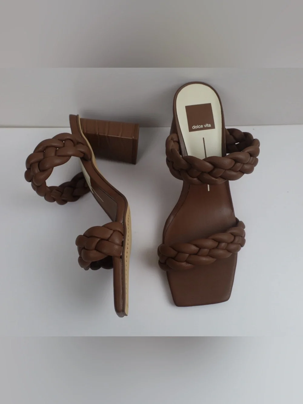 Dolce Vita Paily Espresso Stella Braided Block Heel Sandals Women’s- 8M- 0509